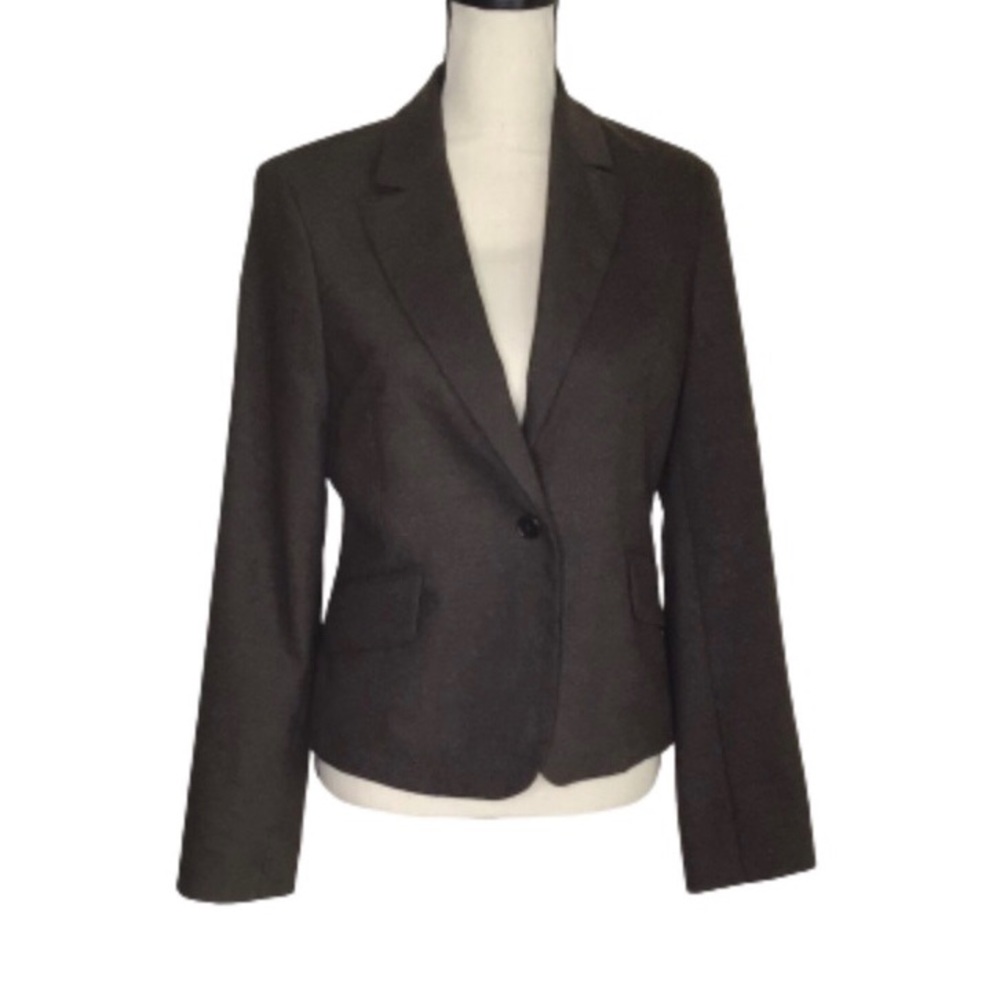 BCBGMAXAZRIA Brown Single Button Blazer Wool Blend Medium